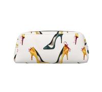 GDSHJKLW Astuccio in pelle con tacco alto, grande capacità, astuccio per penne con cerniera, borsa per trucco per donne e uomini, borsa da toilette da viaggio impermeabile, borsa per cosmetici ampia