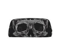 GDSHJKLW Astuccio in pelle con teschio e scheletro di grande capacità, borsa per il trucco con cerniera, per donne e uomini, borsa da toeletta da viaggio impermeabile, borsa per cosmetici ampia aperta