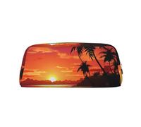 GDSHJKLW Astuccio in pelle con tramonto tropicale sul mare, grande capacità, astuccio per penne, borsa per trucco con cerniera, per donne e uomini, borsa da toeletta da viaggio impermeabile, borsa per