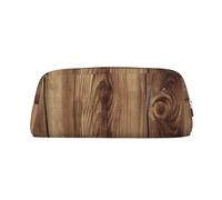 GDSHJKLW Astuccio in pelle con venature del legno, astuccio per penne di grande capacità, borsa per il trucco con cerniera per donne e uomini, borsa da toilette da viaggio impermeabile, borsa per