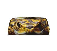 GDSHJKLW Astuccio in pelle di serpente giallo, grande capacità, astuccio per penne, borsa per il trucco con cerniera, borsa per trucco per donne e uomini, borsa da viaggio impermeabile, borsa per