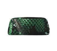 GDSHJKLW Astuccio in pelle di serpente verde, grande capacità, astuccio per penne, borsa per il trucco con cerniera, per donne e uomini, borsa da toeletta da viaggio impermeabile, borsa per cosmetici