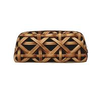 GDSHJKLW Astuccio in pelle intrecciata in vimini, grande capacità, astuccio per penne, borsa per trucco con cerniera, per donne e uomini, borsa da toilette da viaggio impermeabile, borsa per cosmetici