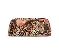 GDSHJKLW Astuccio in pelle leopardata a righe con grande capacità, astuccio per penne e trucchi con cerniera, per donne e uomini, borsa da toeletta da viaggio impermeabile, borsa per cosmetici ampia