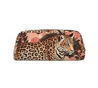 GDSHJKLW Astuccio in pelle leopardata a righe con grande capacità, astuccio per penne e trucchi con cerniera, per donne e uomini, borsa da toeletta da viaggio impermeabile, borsa per cosmetici ampia