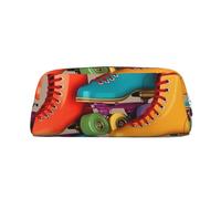 GDSHJKLW Astuccio in pelle retrò colorato con pattini a rotelle, grande capacità, astuccio per penne, borsa per il trucco con cerniera, borsa per trucco per donne e uomini, borsa da toeletta da