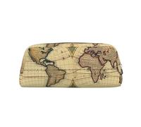GDSHJKLW Astuccio in pelle retrò con mappa del mondo, grande capacità, borsa per il trucco con cerniera, per donne e uomini, borsa da toeletta da viaggio impermeabile, borsa per cosmetici ampia aperta
