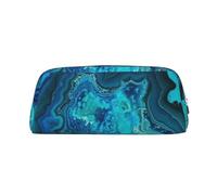 GDSHJKLW Astuccio in pelle turchese turchese brillante astuccio portapenne grande capacità, borsa per trucco con cerniera, per donne e uomini, borsa da toilette da viaggio impermeabile borsa per