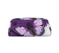 GDSHJKLW Astuccio in pelle viola con farfalla grande capacità, astuccio per penne, borsa per il trucco con cerniera, per donne e uomini, borsa da toilette da viaggio impermeabile, borsa per cosmetici