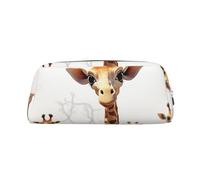 GDSHJKLW Astuccio per matite in pelle con simpatico motivo giraffe in stile cartone animato, grande capacità, borsa per il trucco con cerniera, per donne e uomini, borsa da toeletta da viaggio