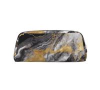 GDSHJKLW Astuccio per matite in pelle effetto marmo nero bianco e oro con grande capacità, astuccio per penne con cerniera, borsa per trucco per donne e uomini, borsa da toeletta da viaggio