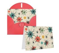 GDSHJKLW Atomic Stars - Biglietto di auguri con buste, 10,2 x 15,2 cm, biglietti di ringraziamento, biglietti per tutte le occasioni, colore rosso, per Natale, vacanze, compleanni, lauree, anniversari