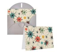 GDSHJKLW Atomic Stars - Biglietto di auguri con buste, 10,2 x 15,2 cm, motivo retrò, biglietti di ringraziamento, biglietti per tutte le occasioni, grigio, per Natale, vacanze, compleanni, lauree