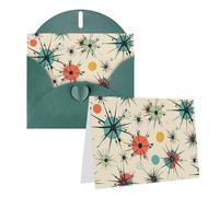 GDSHJKLW Atomic Stars - Biglietto di auguri con buste, 10,2 x 15,2 cm, motivo retrò, biglietti di ringraziamento, biglietti per tutte le occasioni, colore verde scuro, per Natale, vacanze, compleanni