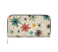 GDSHJKLW Atomic Stars Portafoglio in pelle sintetica con cerniera sul perimetro per telefono, porta carte, organizer da donna, nero, taglia unica, nero, taglia unica, nero, nero, Taille unique