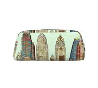 GDSHJKLW Austin, astuccio in pelle Texas di grande capacità, astuccio per penne, borsa per il trucco con cerniera, per donne e uomini, trousse da viaggio impermeabile, portamonete, Argento, Taglia