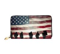 GDSHJKLW Bandiera americana Veterans Day Donne Portafogli In Pelle Zip Intorno Frizione Borse Impermeabile Porta Carte Di Credito Con Il Supporto Del Telefono Signore Portamonete Viaggio