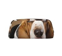 GDSHJKLW Basset Hound, astuccio in pelle di grande capacità, con cerniera, per donne, uomini, articoli da toeletta da viaggio, borsa per cosmetici impermeabile, portamonete con apertura ampia