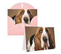 GDSHJKLW Basset Hound - Biglietto di auguri vuoto con buste, 10,2 x 15,2 cm, biglietti di ringraziamento, biglietti per tutte le occasioni, per Natale, vacanze, compleanno, laurea, anniversari