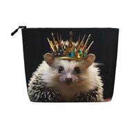 GDSHJKLW Beauty case in lino da donna, impermeabile, organizer da viaggio per cosmetici, leggero, con cerniera, organizer per articoli da toeletta con corona, con riccio, borsa portaoggetti per