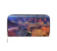 GDSHJKLW Beauty Grand Canyon Portafoglio in pelle sintetica con cerniera sul perimetro per telefono, porta carte, organizer da donna, nero, taglia unica, colore: nero, nero, Taille unique