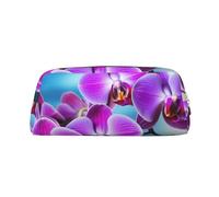 GDSHJKLW Bellissimo astuccio in pelle di orchidea grande capacità, astuccio per penne, borsa per il trucco con cerniera per donne e uomini, borsa da toilette da viaggio impermeabile, borsa per