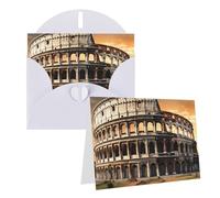 GDSHJKLW Biglietto di auguri bianco antico Colosseo con buste, 10,2 x 15,2 cm, biglietti di ringraziamento, biglietti per tutte le occasioni, per Natale, vacanze, compleanno, laurea, anniversari