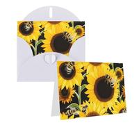GDSHJKLW Biglietto di auguri bianco con api girasole, con buste, 10,2 x 15,2 cm, biglietti di ringraziamento, biglietti per tutte le occasioni, per Natale, vacanze, compleanno, laurea, anniversari