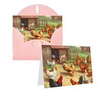 GDSHJKLW Biglietto di auguri bianco con galline arrosto e gallina, con buste, 10,2 x 15,2 cm, biglietti di ringraziamento, biglietti per tutte le occasioni, per Natale, vacanze, compleanno, laurea