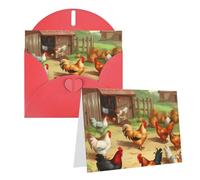 GDSHJKLW Biglietto di auguri bianco con galline arrosto e gallina, con buste, 10,2 x 15,2 cm, biglietti di ringraziamento, biglietti per tutte le occasioni, per Natale, vacanze, compleanno, laurea