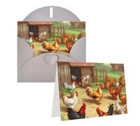 GDSHJKLW Biglietto di auguri bianco con galline arrosto e gallina, con buste, 10,2 x 15,2 cm, biglietti di ringraziamento, biglietti per tutte le occasioni, colore grigio, per Natale, vacanze