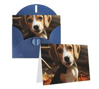 GDSHJKLW Biglietto di auguri bianco con grazioso beagle, con buste, 10,2 x 15,2 cm, biglietti di ringraziamento, biglietti per tutte le occasioni, per Natale, vacanze, compleanni, lauree, anniversari