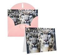 GDSHJKLW Biglietto di auguri bianco con leopardo delle nevi dagli occhi azzurri, con buste, 10,2 x 15,2 cm, biglietti di ringraziamento, biglietti per tutte le occasioni, per Natale, vacanze