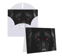 GDSHJKLW Biglietto di auguri bianco con lupo dagli occhi rossi e nero, con buste, 10,2 x 15,2 cm, biglietti di ringraziamento, biglietti per tutte le occasioni, per Natale, vacanze, compleanno, laurea