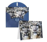 GDSHJKLW Biglietto di auguri bianco con motivo leopardo delle nevi dagli occhi azzurri, con buste, 10,2 x 15,2 cm, biglietti di ringraziamento, biglietti per tutte le occasioni, per Natale, vacanze