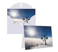 GDSHJKLW Biglietto di auguri bianco con scritta "Ski Lift At Sunshine", con buste, 10,2 x 15,2 cm, biglietti di ringraziamento, biglietti per tutte le occasioni, per Natale, vacanze, compleanni