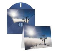 GDSHJKLW Biglietto di auguri bianco con scritta "Ski Lift At Sunshine", con buste, 10,2 x 15,2 cm, biglietti di ringraziamento, biglietti per tutte le occasioni, per Natale, vacanze, compleanni