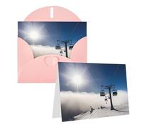 GDSHJKLW Biglietto di auguri bianco con scritta "Ski Lift At Sunshine", con buste, 10,2 x 15,2 cm, biglietti di ringraziamento, biglietti per tutte le occasioni, per Natale, vacanze, compleanno
