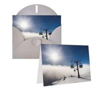 GDSHJKLW Biglietto di auguri bianco con scritta "Ski Lift At Sunshine", con buste, 10,2 x 15,2 cm, biglietti di ringraziamento, biglietti per tutte le occasioni, colore grigio, per Natale, vacanze