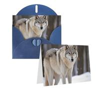 GDSHJKLW Biglietto di auguri bianco con scritta "Wolf in the Snow", con buste, 10,2 x 15,2 cm, biglietti di ringraziamento, biglietti per tutte le occasioni, per Natale, vacanze, compleanni, lauree