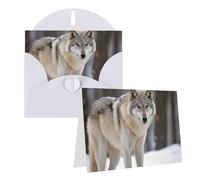 GDSHJKLW Biglietto di auguri bianco con scritta "Wolf in the Snow", con buste, 10,2 x 15,2 cm, biglietti di ringraziamento, biglietti per tutte le occasioni, per Natale, vacanze, compleanni, lauree