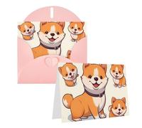 GDSHJKLW Biglietto di auguri bianco con simpatico cane Shiba Inu con buste, 10,2 x 15,2 cm, biglietti di ringraziamento, biglietti per tutte le occasioni, per Natale, vacanze, compleanno, laurea