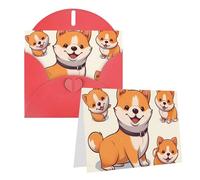 GDSHJKLW Biglietto di auguri bianco con simpatico cane Shiba Inu con buste, 10,2 x 15,2 cm, biglietti di ringraziamento, biglietti per tutte le occasioni, per Natale, vacanze, compleanno, laurea
