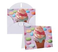 GDSHJKLW Biglietto di auguri bianco con tanti gelati colorati con buste, 10,2 x 15,2 cm, biglietti di ringraziamento, biglietti per tutte le occasioni, per Natale, vacanze, compleanno, laurea