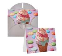 GDSHJKLW Biglietto di auguri bianco con tanti gelati colorati con buste, 10,2 x 15,2 cm, biglietti di ringraziamento, biglietti per tutte le occasioni, colore grigio, per Natale, vacanze, compleanno