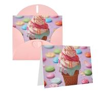 GDSHJKLW Biglietto di auguri bianco con tanti gelati colorati con buste, 10,2 x 15,2 cm, biglietti di ringraziamento, biglietti per tutte le occasioni, rosa, per Natale, vacanze, compleanno, laurea