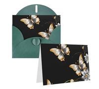 GDSHJKLW Biglietto di auguri bianco dorato con farfalle, nero1, con buste, 10,2 x 15,2 cm, biglietti di ringraziamento, biglietti per tutte le occasioni, verde scuro, per Natale, vacanze, compleanni