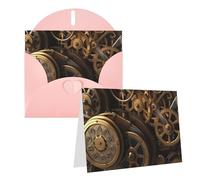 GDSHJKLW Biglietto di auguri con buste, 10,2 x 15,2 cm, con ingranaggi steampunk, biglietti di ringraziamento, biglietti per tutte le occasioni, rosa, per Natale, vacanze, compleanno, laurea