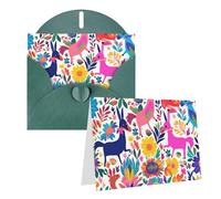 GDSHJKLW Biglietto di auguri con lettere messicane Otomi, con buste, 10,2 x 15,2 cm, biglietti di ringraziamento, biglietti per tutte le occasioni, verde scuro, per Natale, vacanze, compleanno, laurea