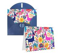 GDSHJKLW Biglietto di auguri con lettere messicane Otomi, con buste, 10,2 x 15,2 cm, biglietti di ringraziamento, biglietti per tutte le occasioni, blu, per Natale, vacanze, compleanni, lauree